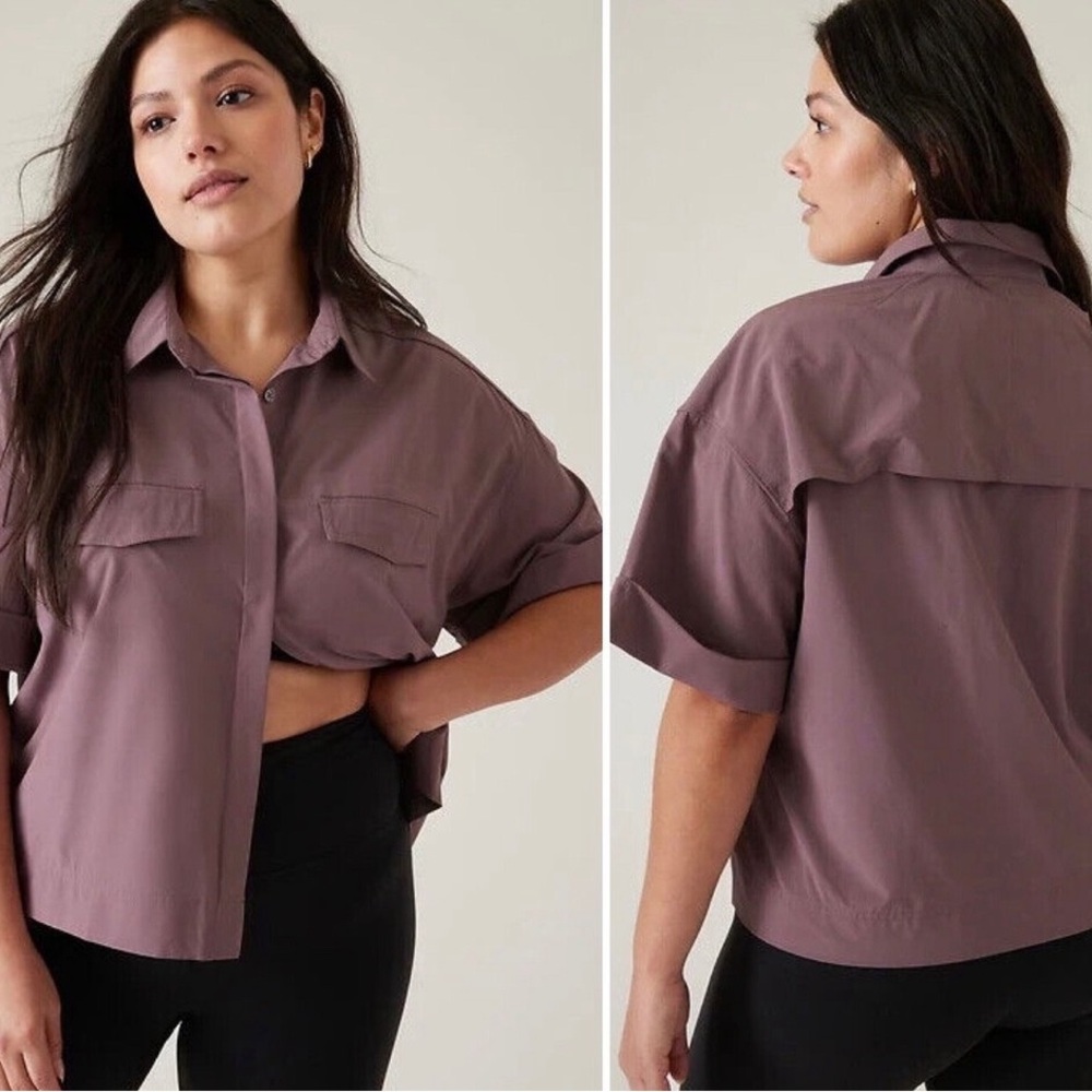 Athleta Women's Purple Button-Down Shirt